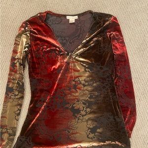 Metallic long sleeve semi sheer top